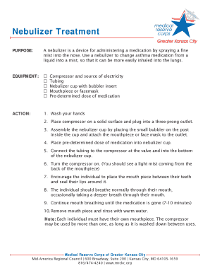 Nebulizer Treatment Vdh Virginia  Form