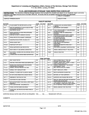 Water Tank Inspection Checklist PDF  Form