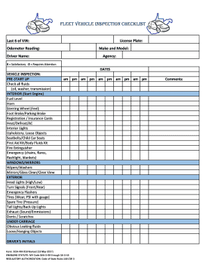  Fleet Vehicle Inspection Checklist 2017