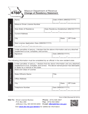 Change of Residency Statement  Form