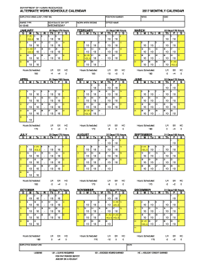  Alternate Work Schedule Calendar 2017