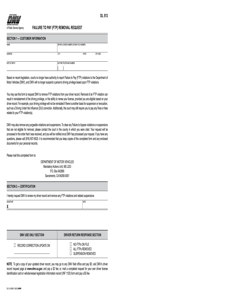  Dmv Form Dl 513 Printable 2018-2024