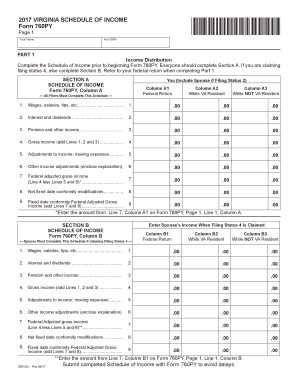 760PY Schedule of Income for Part Year Residents Virginia  Form
