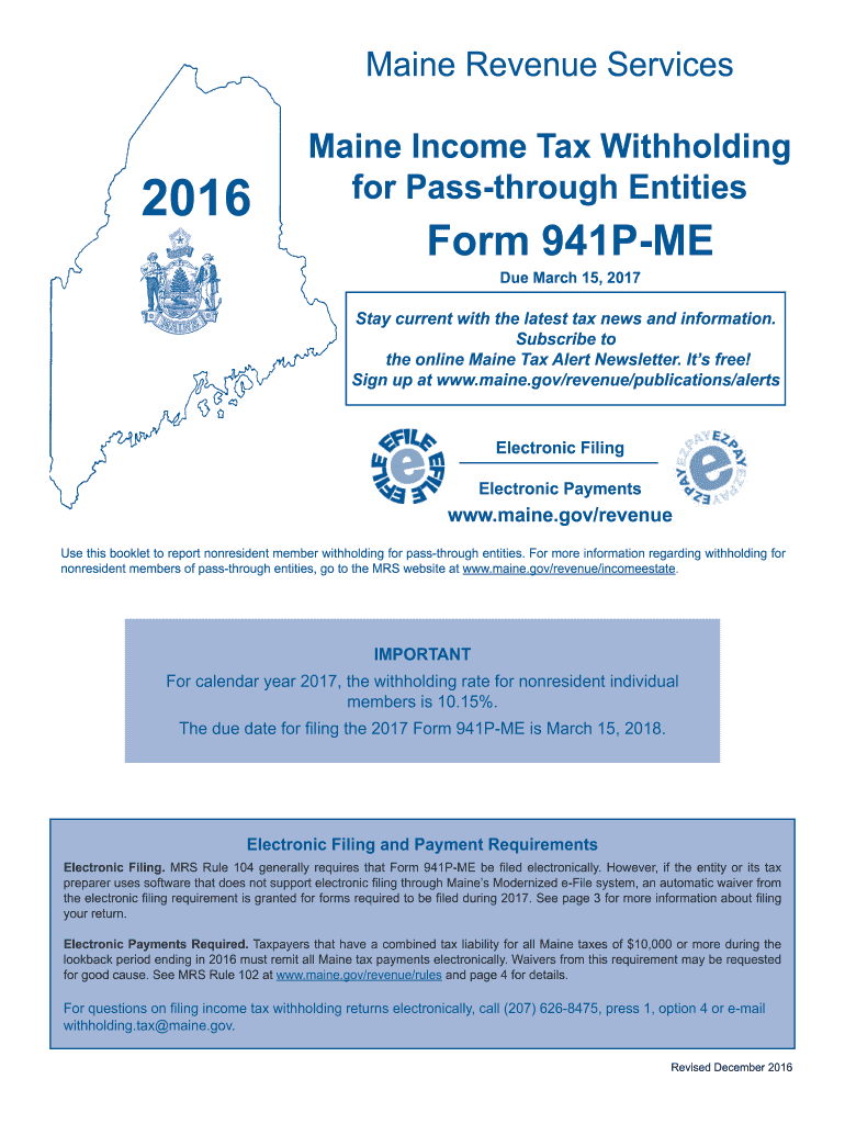  Form 941P ME 2016