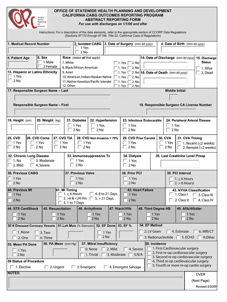  Abstract Form for CABG Data 2009