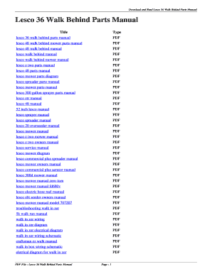 Lesco 36 Walk behind Parts Diagram  Form