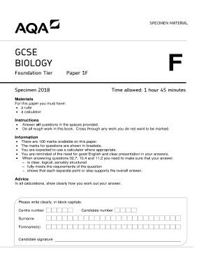  Aqa Gcse Biology Paper 1 PDF 2020