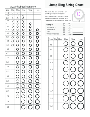 Jump Ring Size Chart  Form