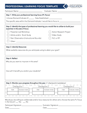 Professional Learning Focus Template  Form