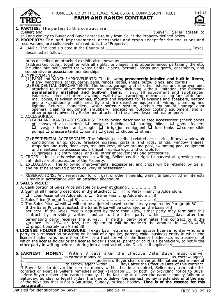  Trec Farm and Ranch Contract 2018