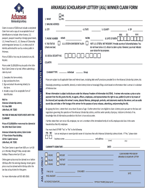  Arkansas Lottery Claim Form 2016