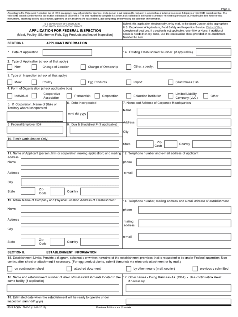  Fsis Form 5200 2 Printable 2015-2024