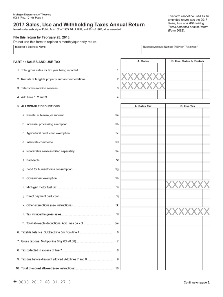 5081, Sales, Use and Withholding Taxes Annual Return  Form