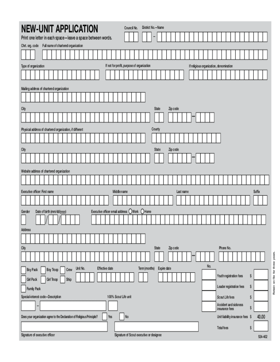  Form Unit Application 2019-2024