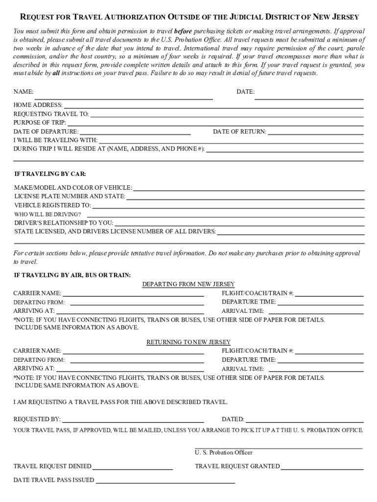  Nj Request Travel Authorization 2006-2024