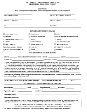 FCCA PROPERTY IMPROVEMENT APPLICATION  Form