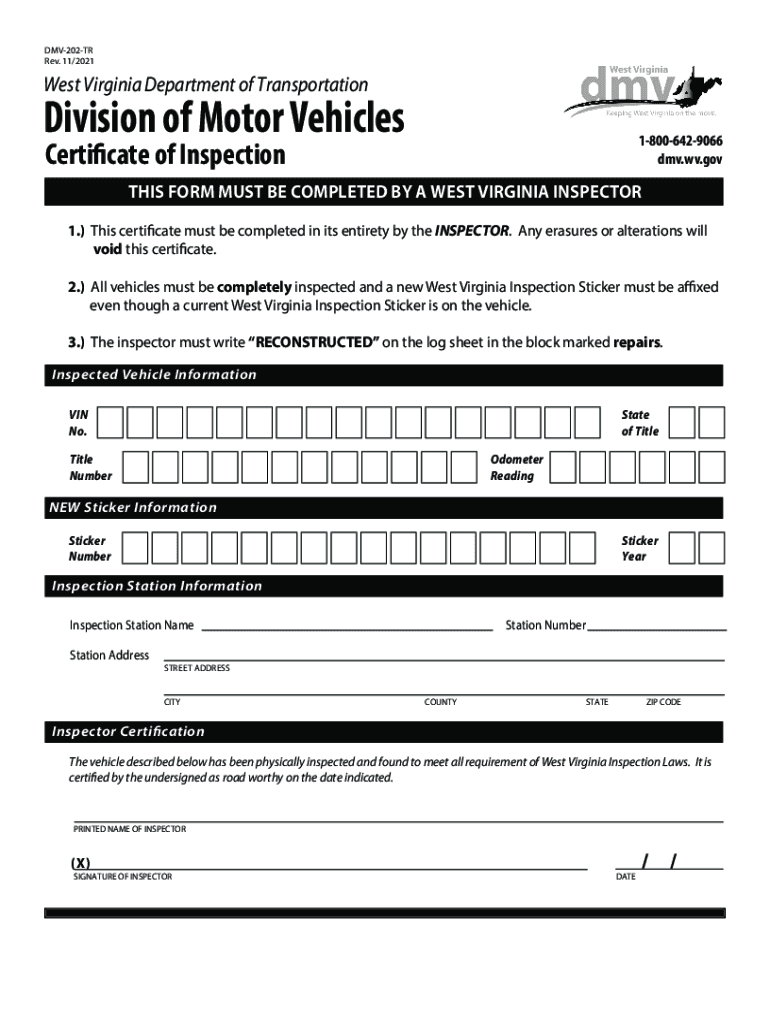  Fillable Certificate of Inspection 2021-2024
