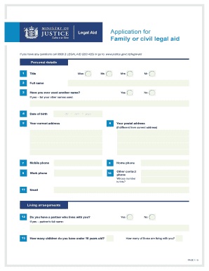 New Zealand Family or Civil Legal Aid Application  Form