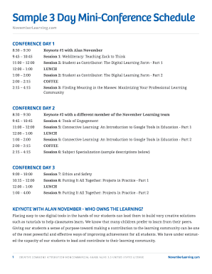 Sample 3 Day Mini Conference Schedule  Form
