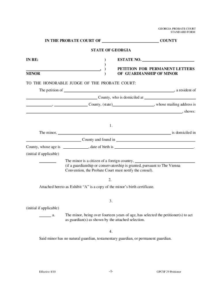 Ga Guardianship  Form