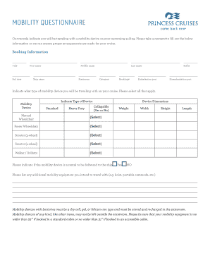 Princess Mobility Questionnaire  Form