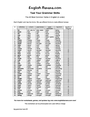 40 Verbs in English Form