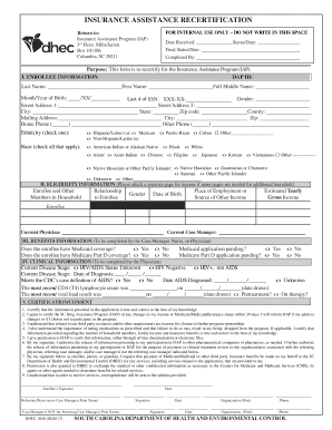 Insurance Assistance Recertification  Form