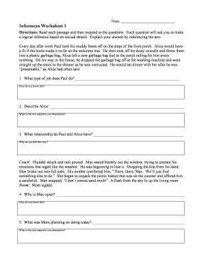 Inferences Worksheet 1 Answers  Form