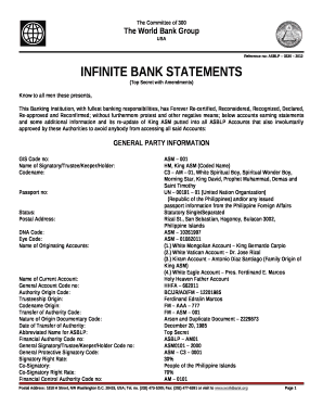 Infinite Bank Statement  Form