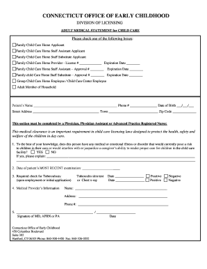  ADULT MEDICAL STATEMENT for CHILD CARE 2017