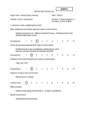 Printable Dog Training Log  Form