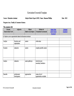 Crosswalk Document Template  Form