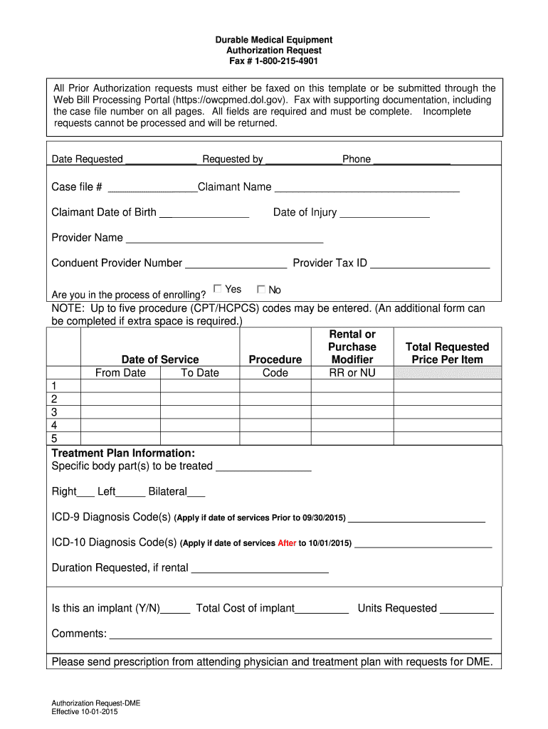 Medical Authorization Dme Form