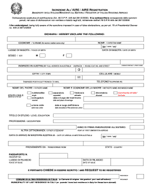 Iscrizione All&#039;aire Consolato Perth  Form