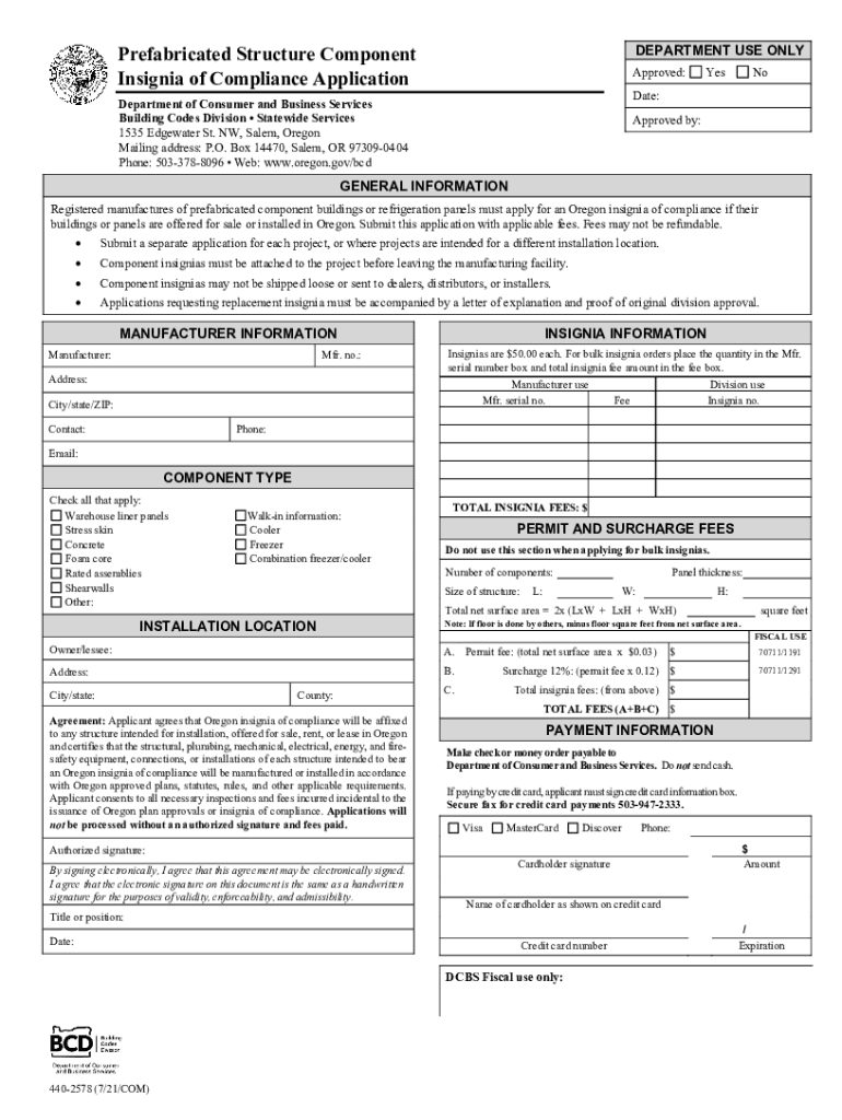 Fillable Application for Official Insignia of Approval for Prefabricated Building  Form