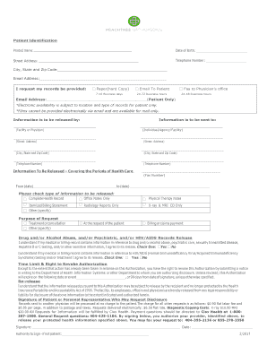 Peachtree Orthopedics Medical Records  Form