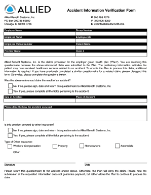 Accident Information Verification Form Allied Benefit Systems