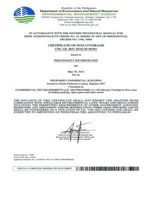 Certificate of Non Coverage Sample  Form