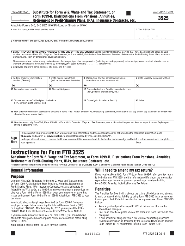  Form 3525 2016