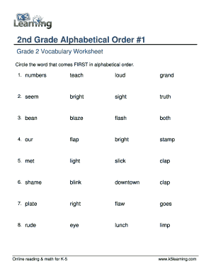 Alphabetical Order Class 2  Form