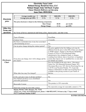 Reliant Energy Bill Template 2016