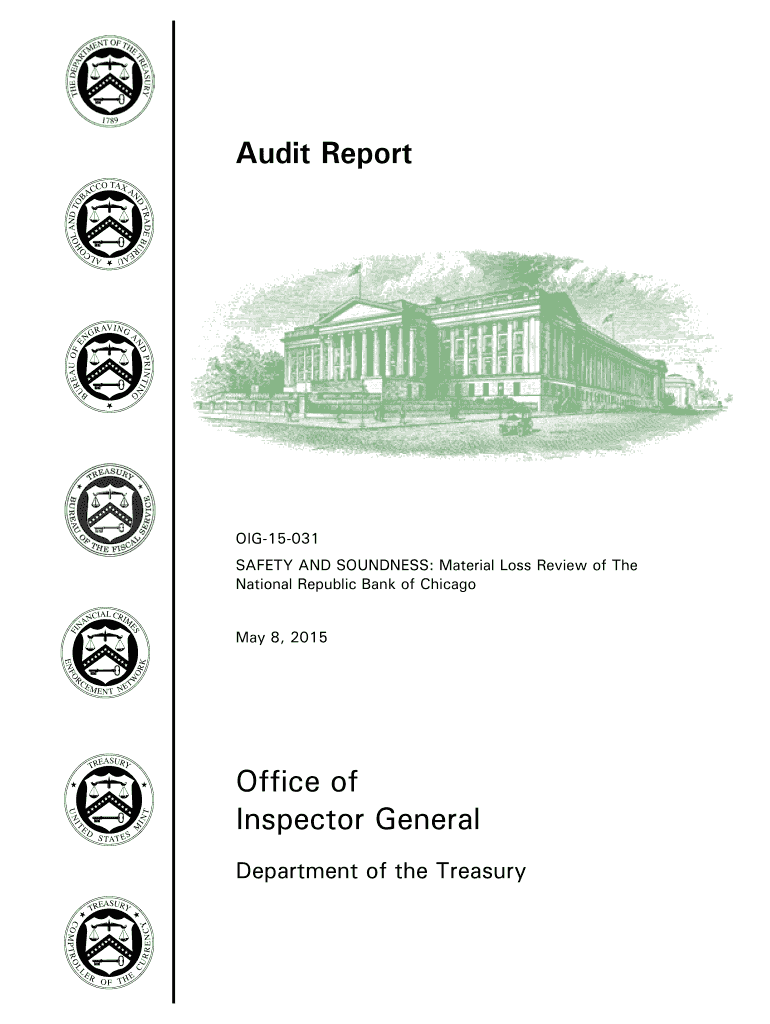 Get and Sign Audit Report Office of Inspector General Treasury Department 2015-2022 Form