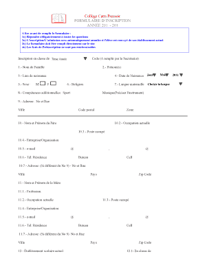 Catts Pressoir Inscription  Form