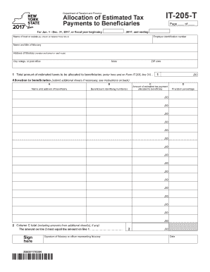  Form it 205 TAllocation of Estimated Tax Payments to 2020