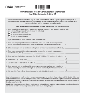 Ohio Unreimbursed Medical Expenses Worksheet  Form