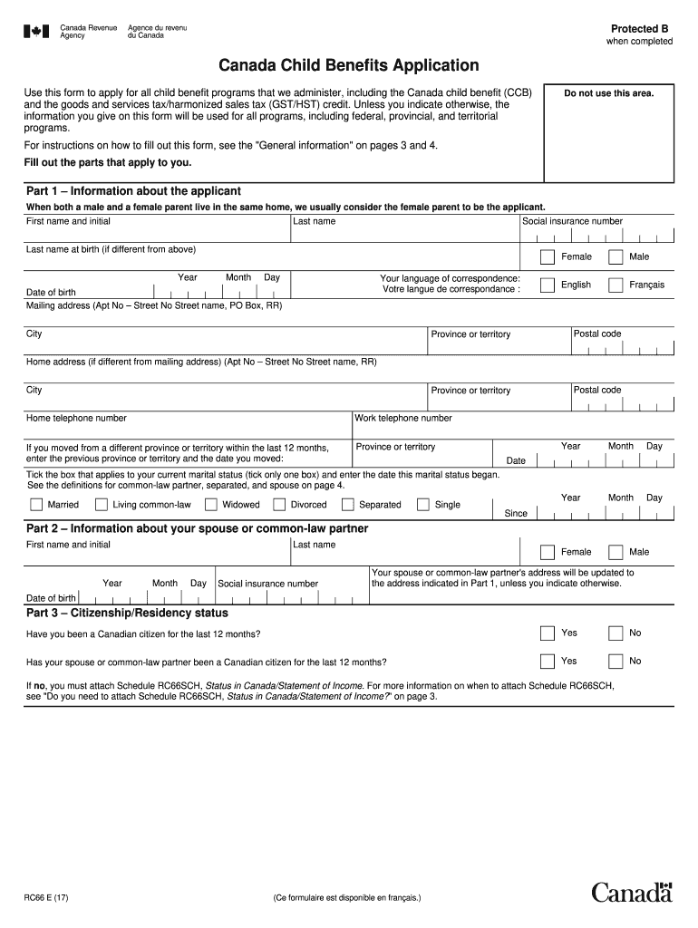  Canada Child Benefits Application 2017