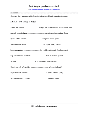 Passive Voice Present and Past Simple Exercises PDF  Form