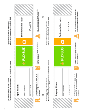 Flixbus Luggage Tag  Form