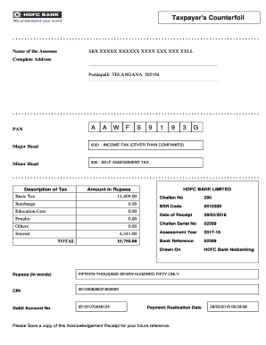 Taxpayers Counterfoil  Form