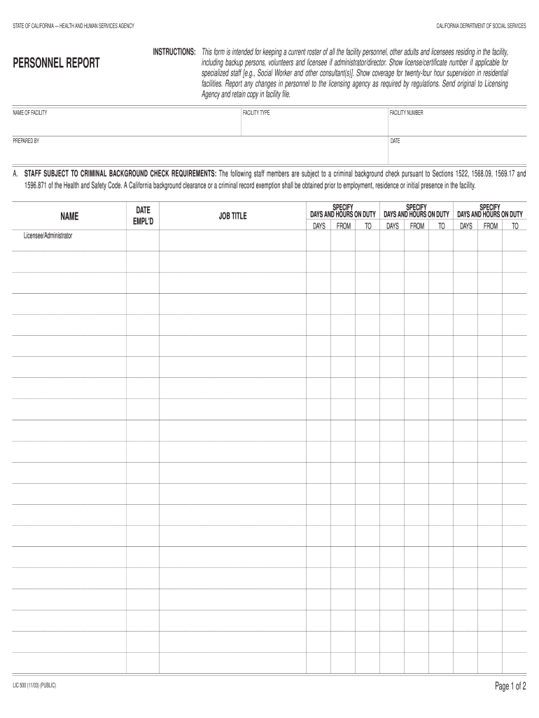 Lic 500  Form